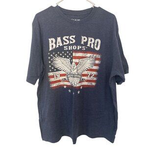 Bass Pro Shops Mens XL American Original Graphic T-Shirt Navy 60% Cotton 40% Pol